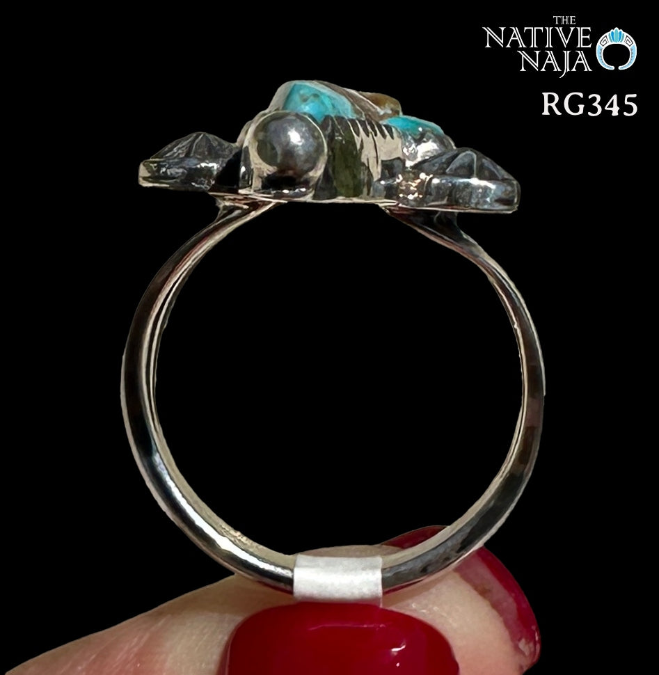 Navajo Artist Rosella Paxton Sterling Silver & Rare Candelaria Turquoise Ring SZ 7 RG345