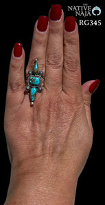Navajo Artist Rosella Paxton Sterling Silver & Rare Candelaria Turquoise Ring SZ 7 RG345