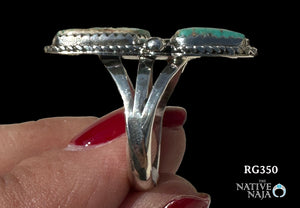 Navajo Artist LaRosa Ganadonegro Sterling Silver & Rare Blue Gem Turquoise Ring SZ 7 1/2 RG350