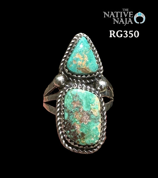 Navajo Artist LaRosa Ganadonegro Sterling Silver & Rare Blue Gem Turquoise Ring SZ 7 1/2 RG350