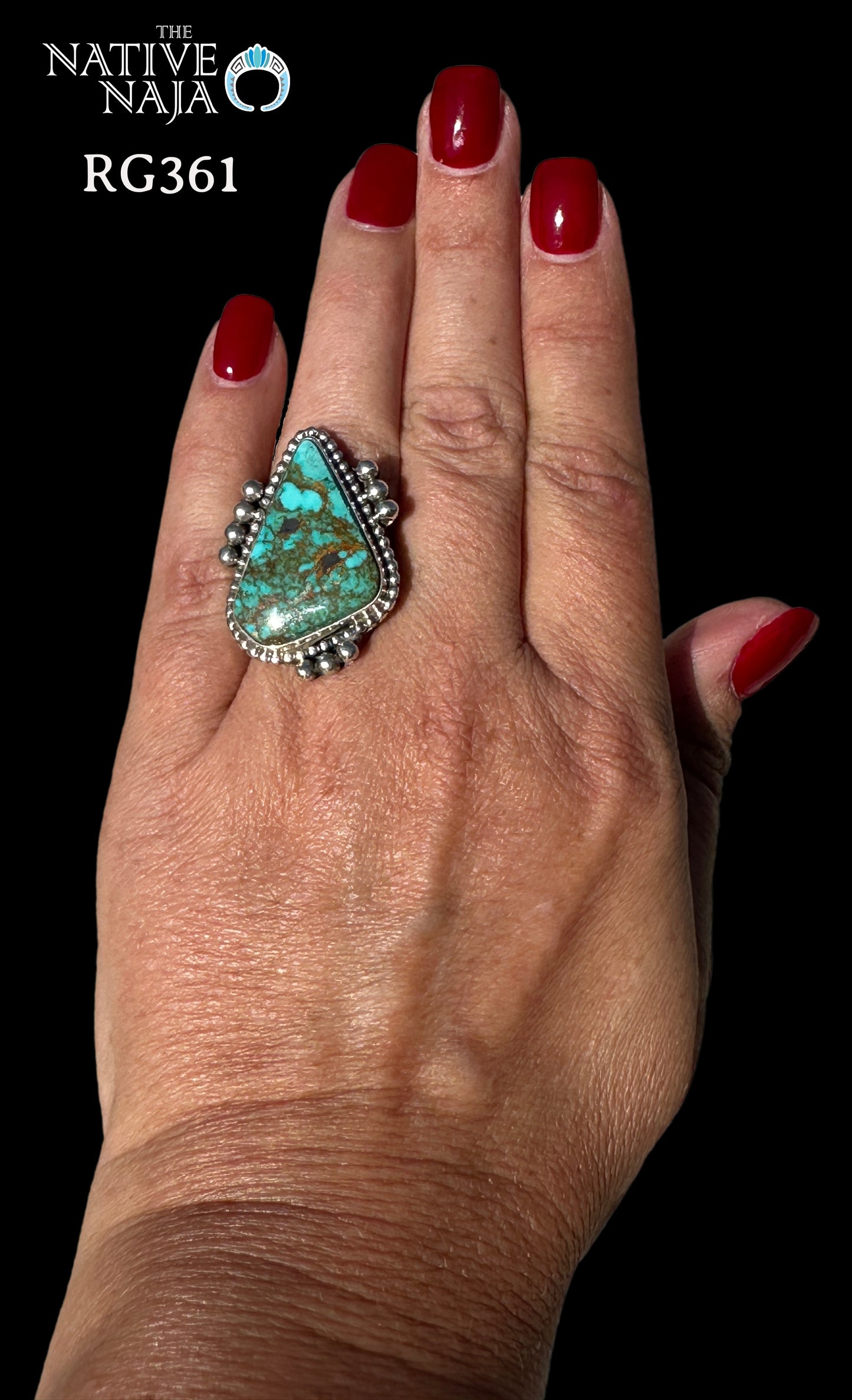 Navajo Artist Rosella Paxton Sterling Silver & Blue Gem Turquoise Ring SZ 9 RG361