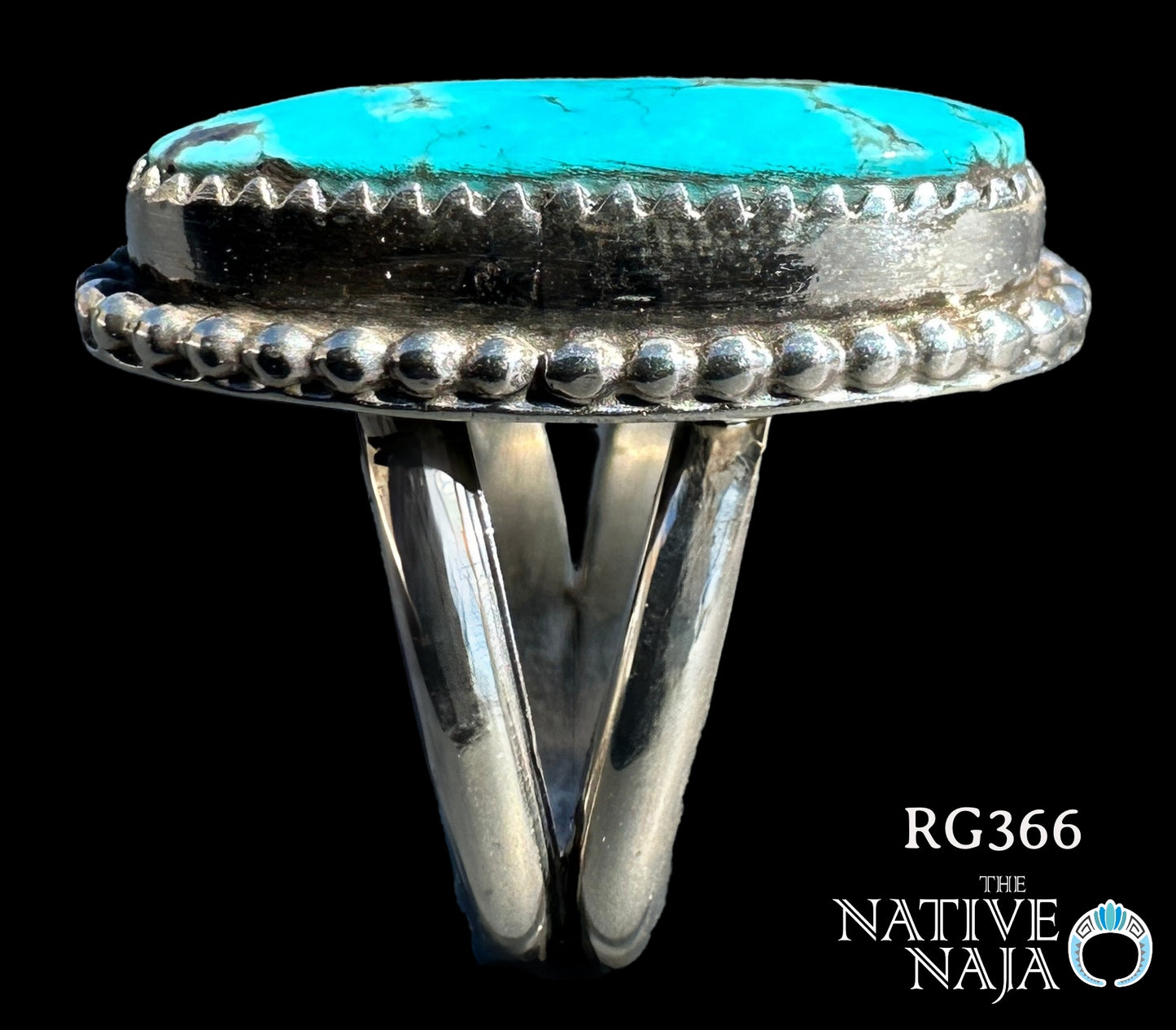 Navajo Artist Rosella Paxton Sterling Silver & Kingman Turquoise Ring SZ 5 1/2 RG366