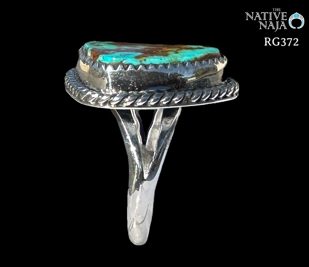 Navajo Anna Spencer Sterling Silver & Kingman Turquoise Ring SZ 7 1/2 RG372