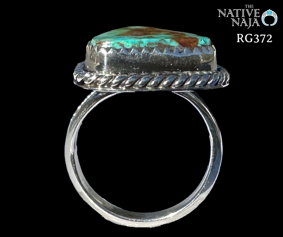 Navajo Anna Spencer Sterling Silver & Kingman Turquoise Ring SZ 7 1/2 RG372