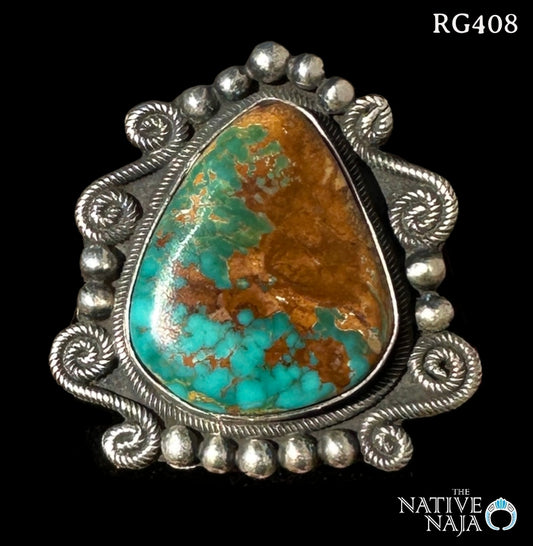 Navajo Richard Jim Royston Turquoise & Sterling Silver Ring Size 7 1/4 RG408