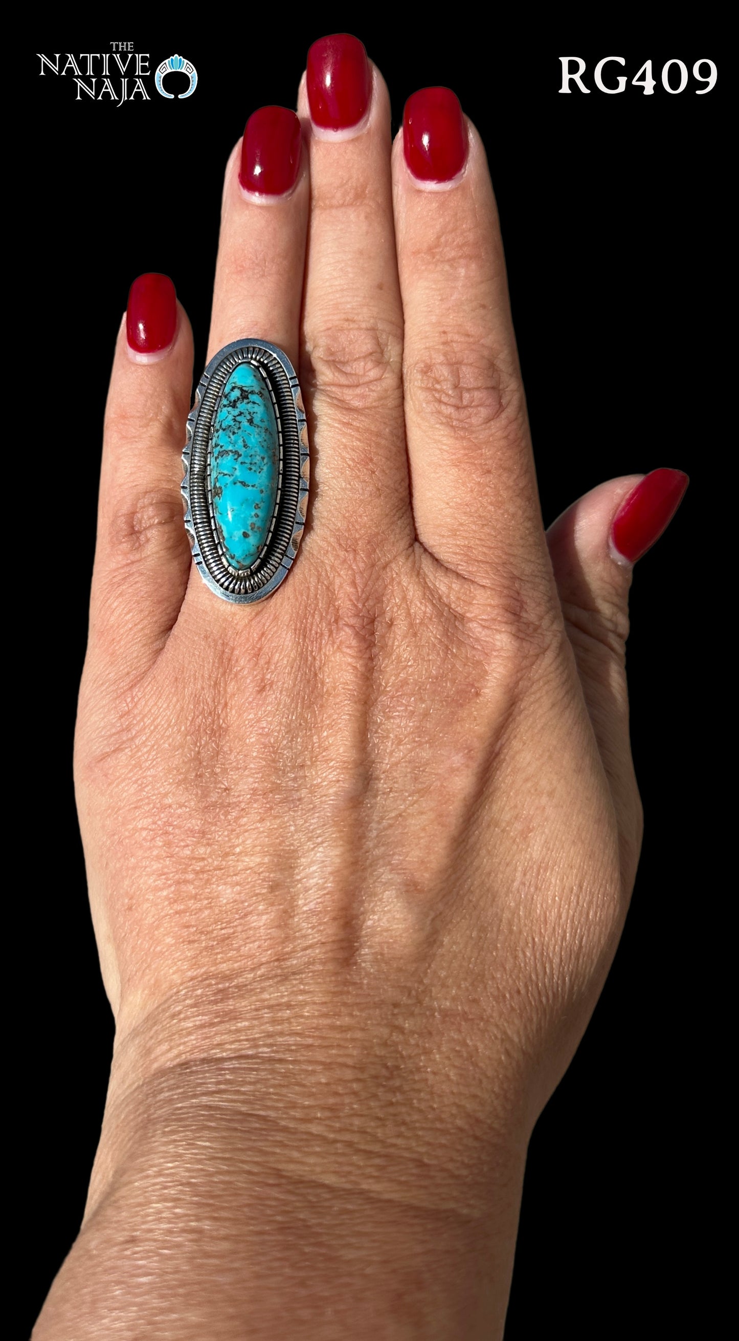 Navajo Walter Vandever Kingman Turquoise & Sterling Silver Ring Size Adj RG409