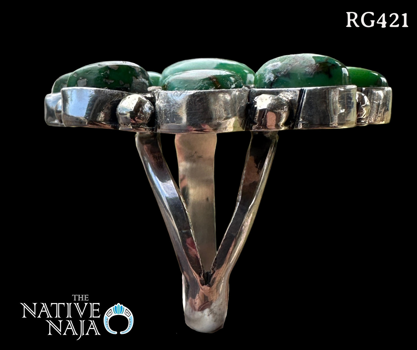 Navajo Artist Pansy Johnson Sterling Silver & Sonoran Turquoise Ring Size Adj RG421
