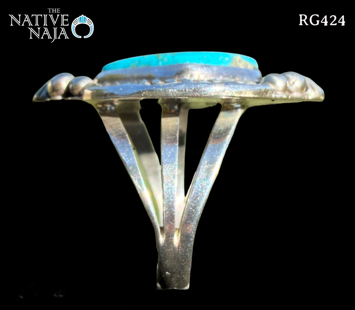 Navajo Artist Rosella Paxton Sterling Silver & Kingman Turquoise Ring Size 8 RG424