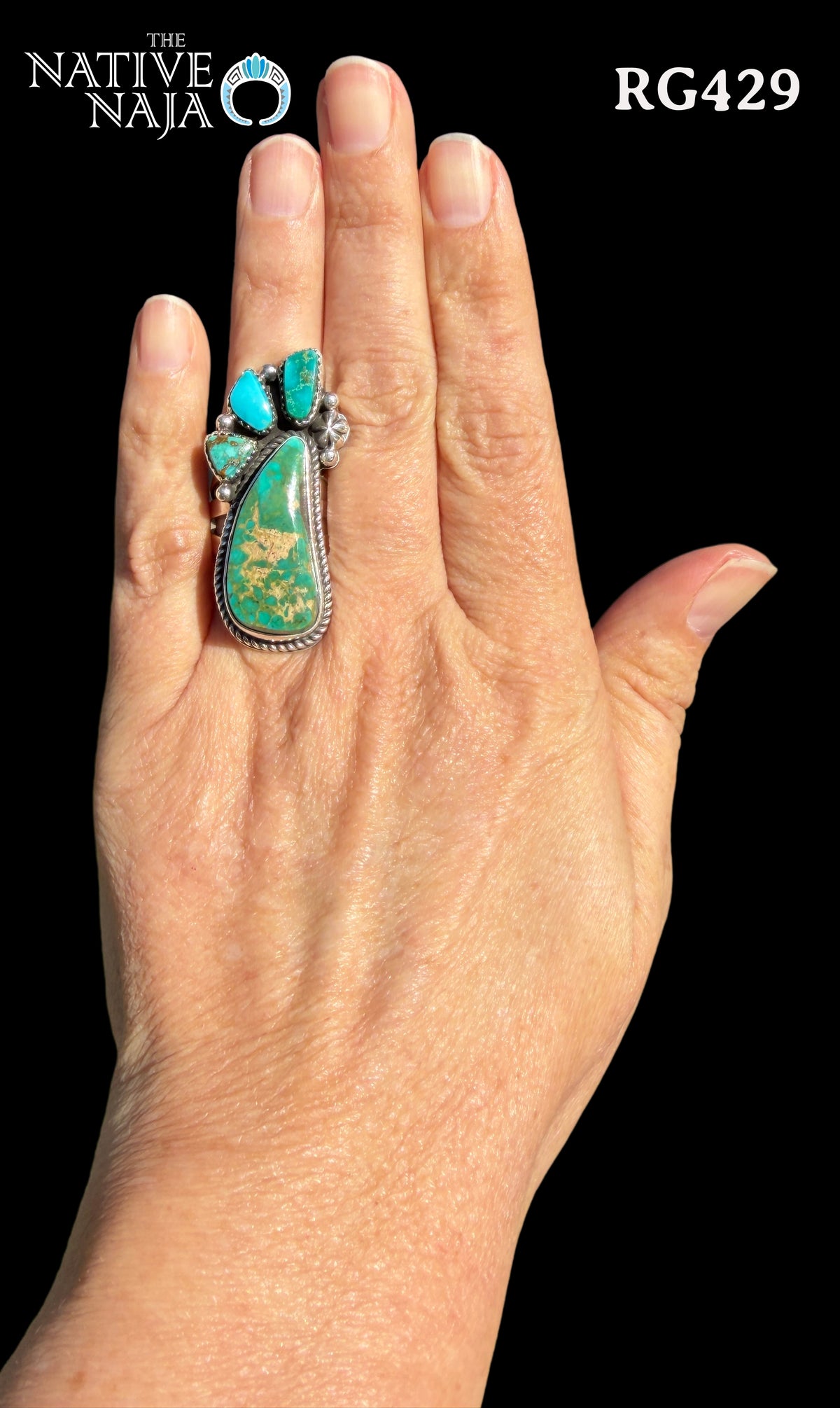 Navajo Rosella Paxton Sterling Silver Blue Gem Royston Turquoise Ring SZ 7 3/4 RG429