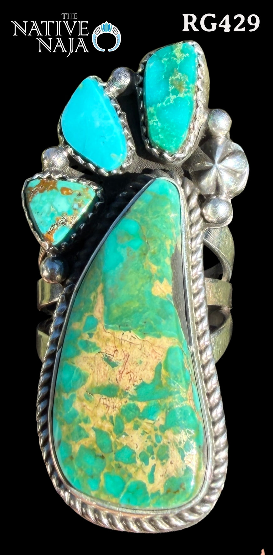 Navajo Rosella Paxton Sterling Silver Blue Gem Royston Turquoise Ring SZ 7 3/4 RG429