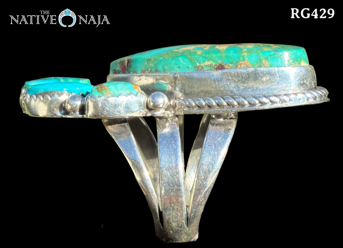 Navajo Rosella Paxton Sterling Silver Blue Gem Royston Turquoise Ring SZ 7 3/4 RG429