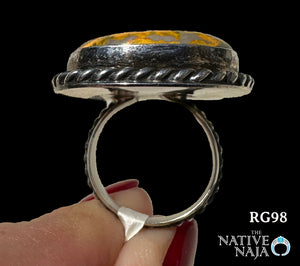 Navajo Chimney Butte Sterling Silver &  Bumblebee Jasper Teardrop Ring SZ 6 1/4 RG98