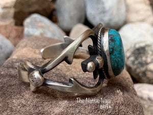 Navajo Sterling Silver & Kingman Turquoise Cuff Bracelet BR14