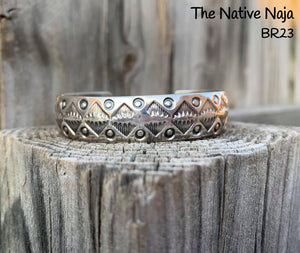 Dainty Navajo Genuine Sterling Silver Cuff Bracelet BR23