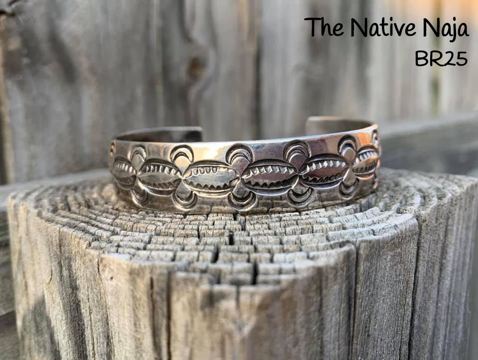 Dainty Navajo Genuine Sterling Silver Cuff Bracelet BR25