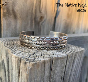 Dainty Navajo Genuine Sterling Silver Cuff Bracelet BR26