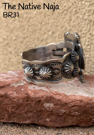 Navajo Chimney Butte Sterling Silver & Black Onyx Cuff Bracelet BR31