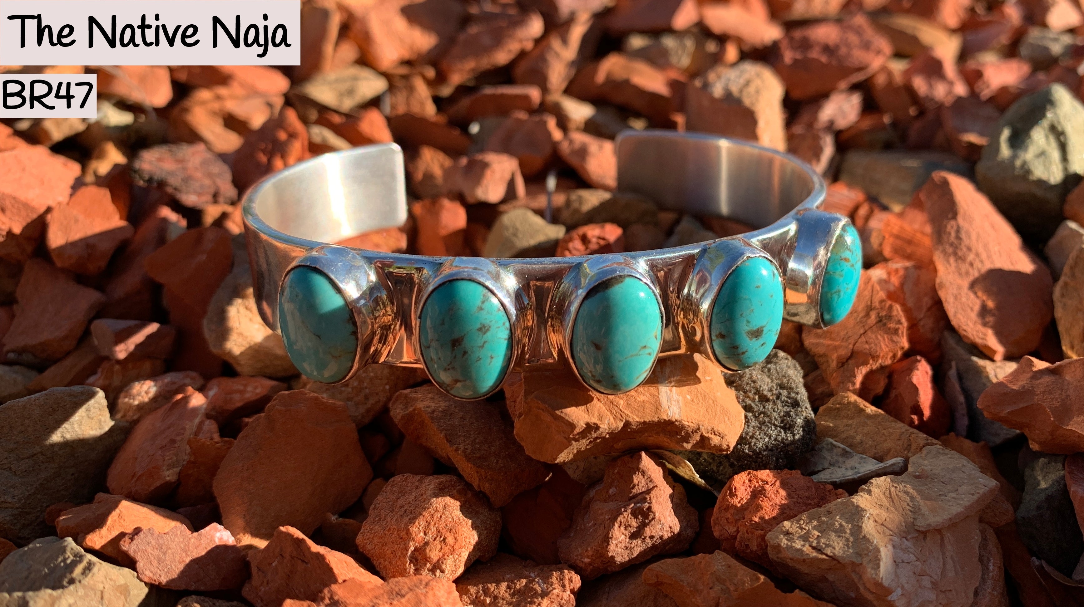 Navajo Chimney Butte Mens 5 Stone Kingman Turquoise & Sterling Silver Cuff Bracelet BR47