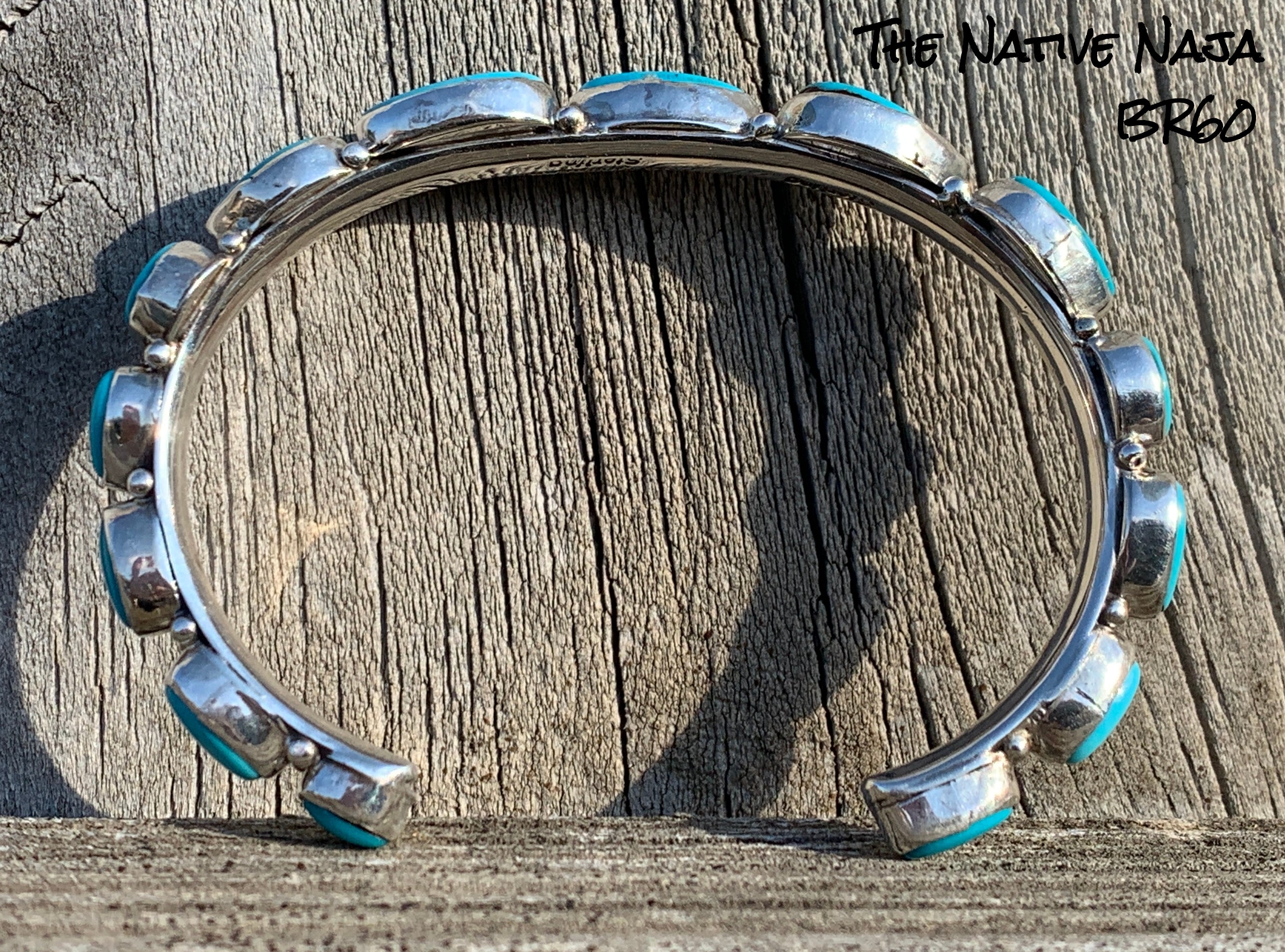 Navajo Bobby Johnson Genuine Sterling Silver & Campitos Turquoise Cuff Bracelet BR60