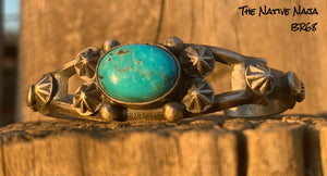 Navajo Chimney Butte Genuine Turquoise & Sterling Silver Cuff Bracelet BR68