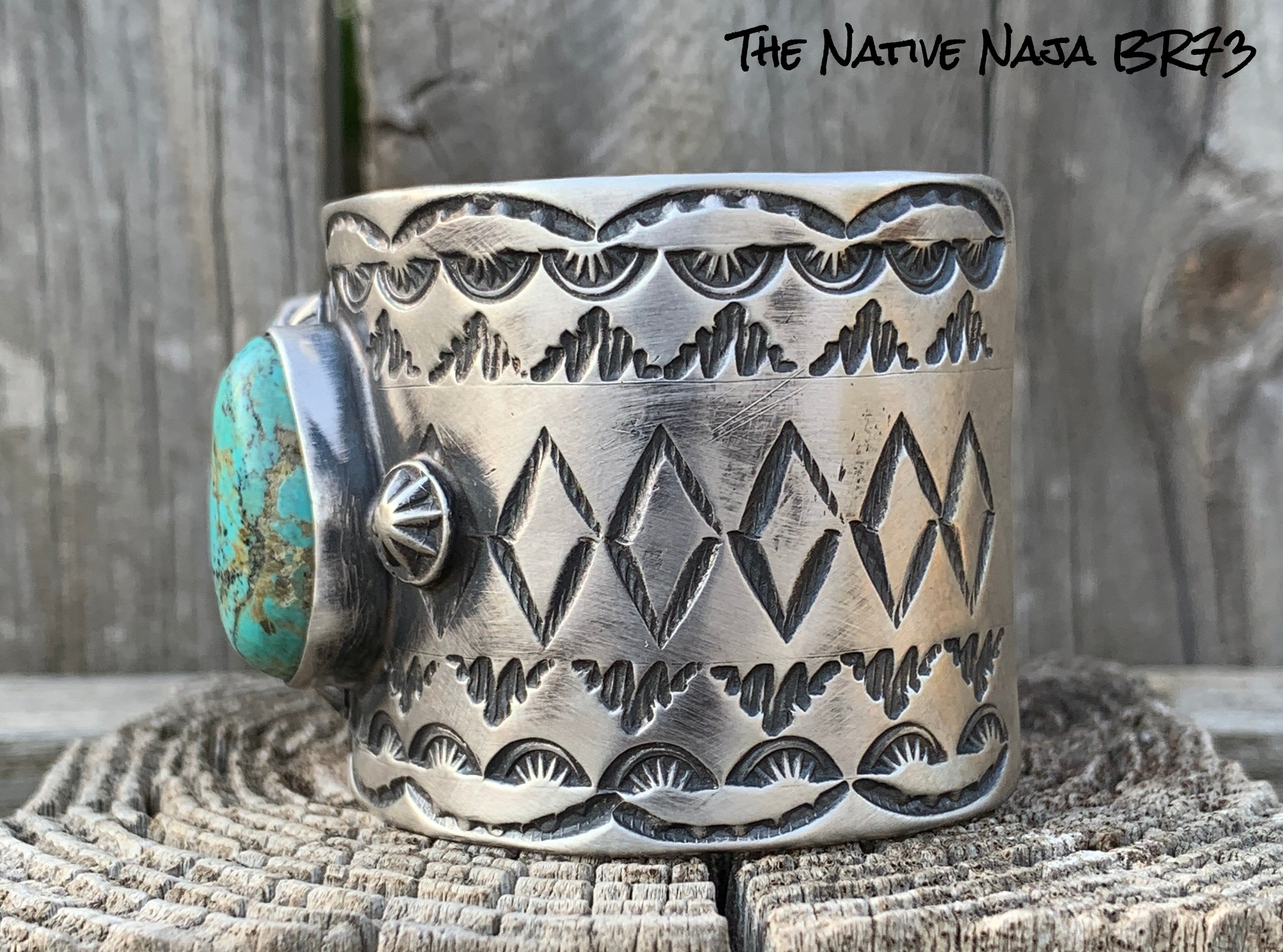 Navajo Chimney Butte LRG 3 Stone Turquoise & Sterling Silver Cuff Bracelet BR73