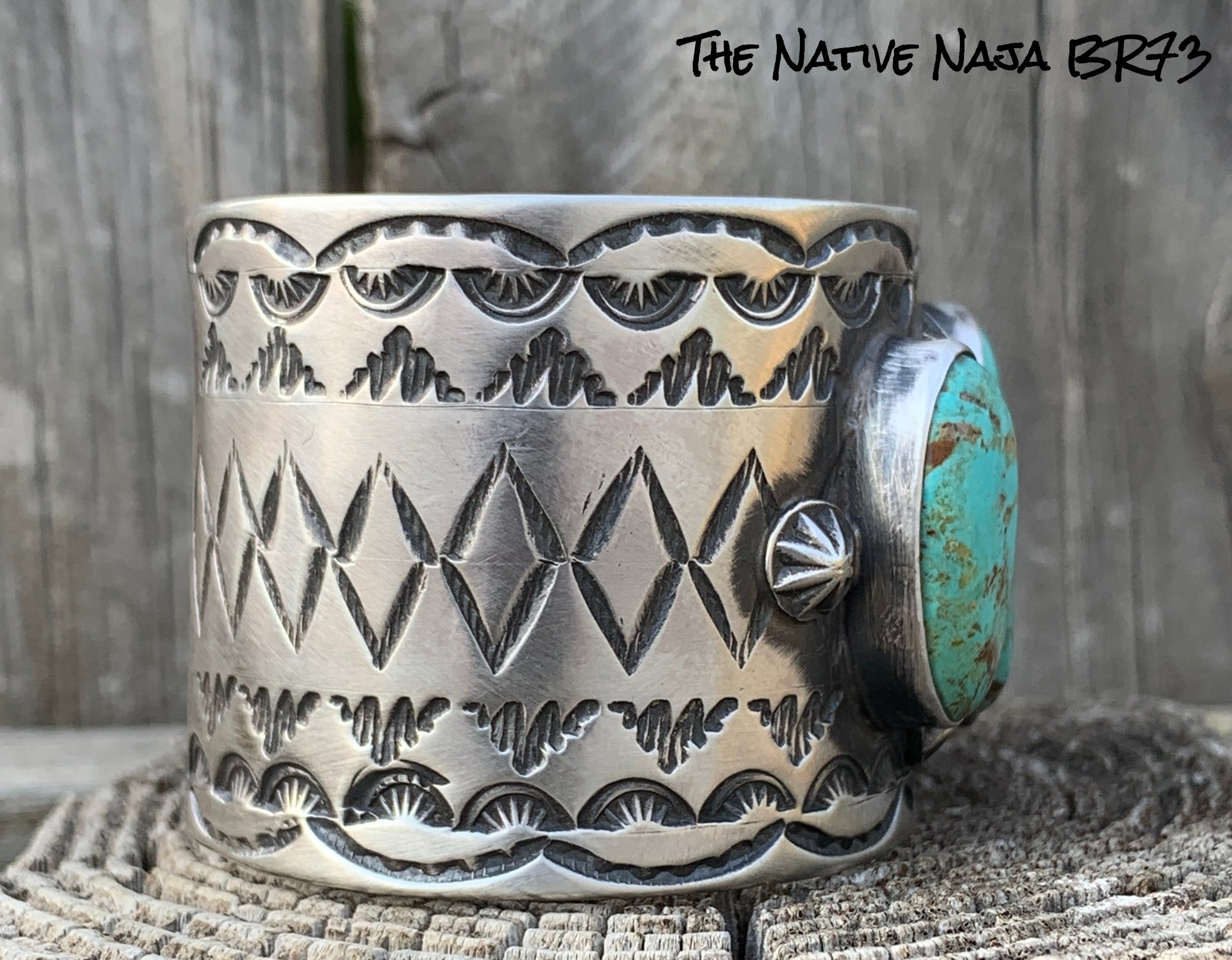 Navajo Chimney Butte LRG 3 Stone Turquoise & Sterling Silver Cuff Bracelet BR73