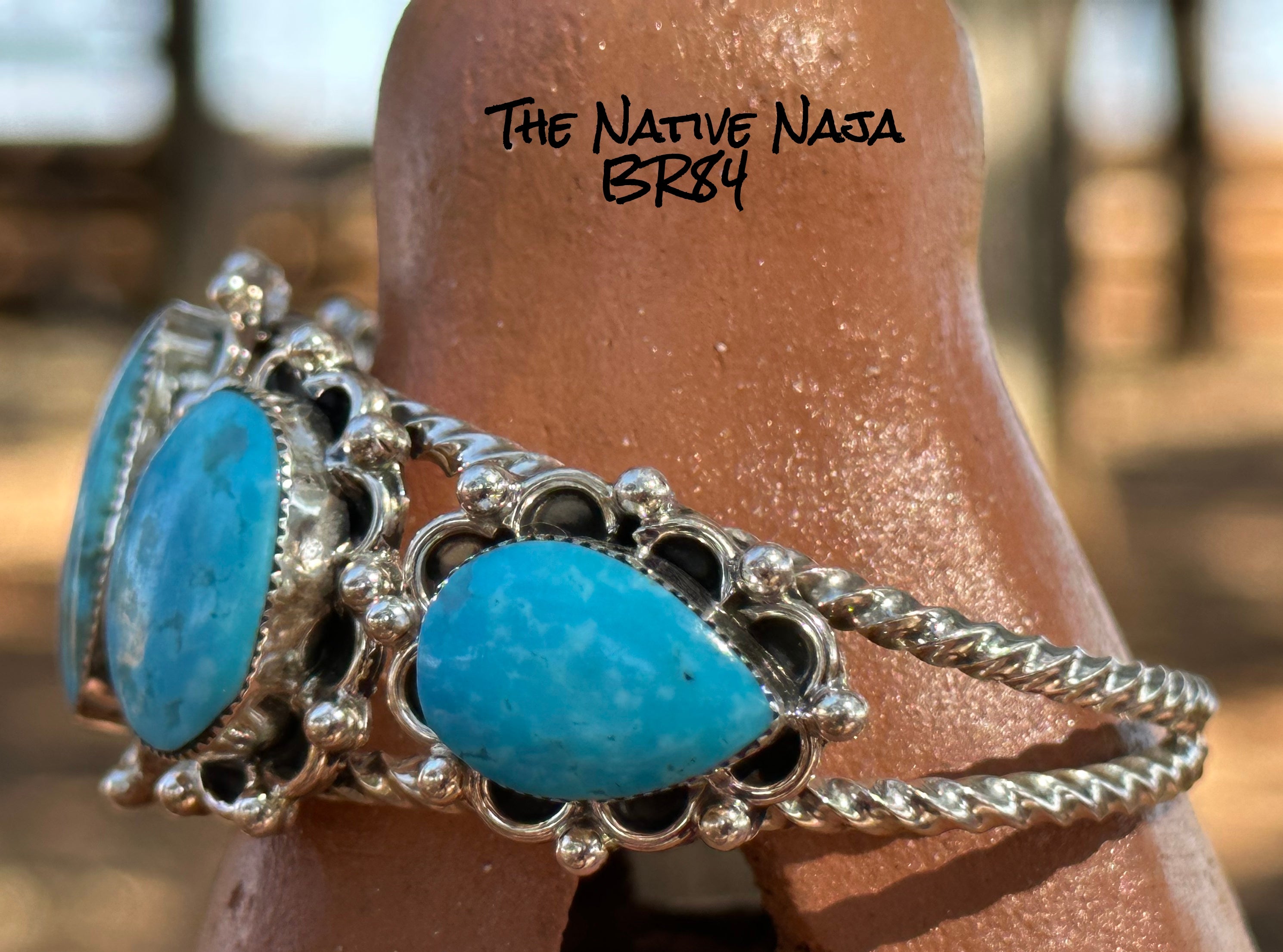Navajo Sheena Jack Kingman Turquoise  & Sterling Silver Cuff Bracelet BR84
