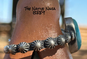 Navajo Chimney Butte Genuine Turquoise & Sterling Silver Cuff Bracelet BR89