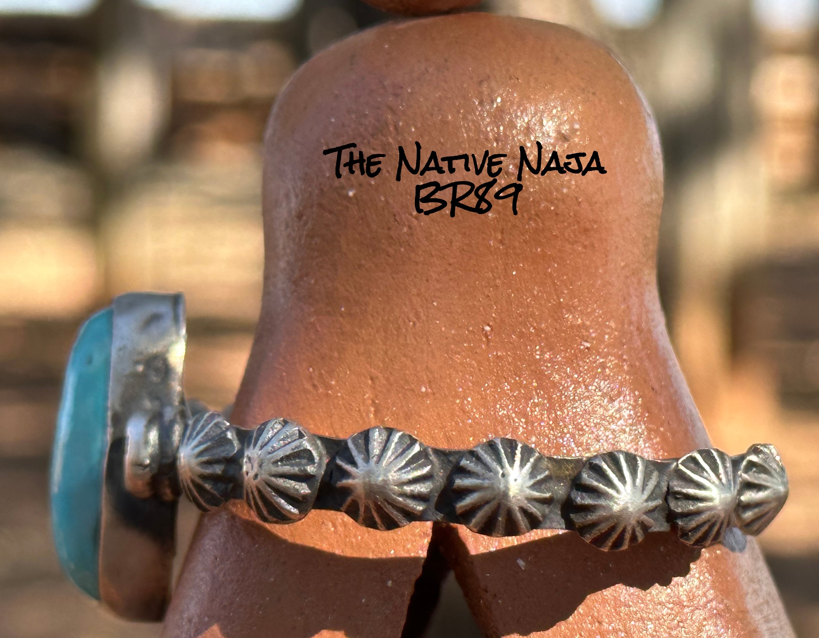 Navajo Chimney Butte Genuine Turquoise & Sterling Silver Cuff Bracelet BR89