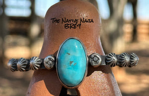 Navajo Chimney Butte Genuine Turquoise & Sterling Silver Cuff Bracelet BR89