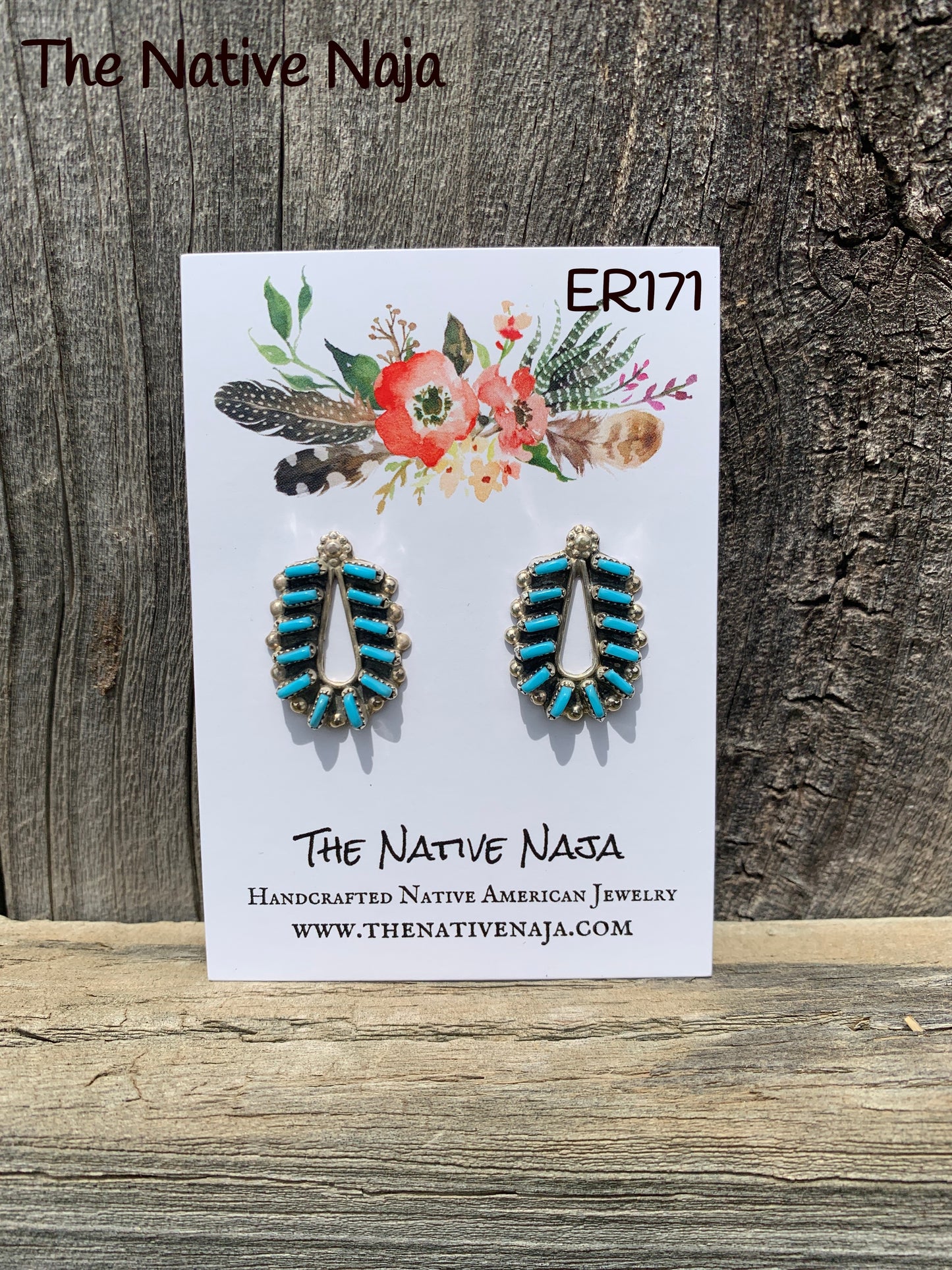 Dainty Zuni Petit Point Genuine Sterling Silver & Turquoise Post Earrings ER171