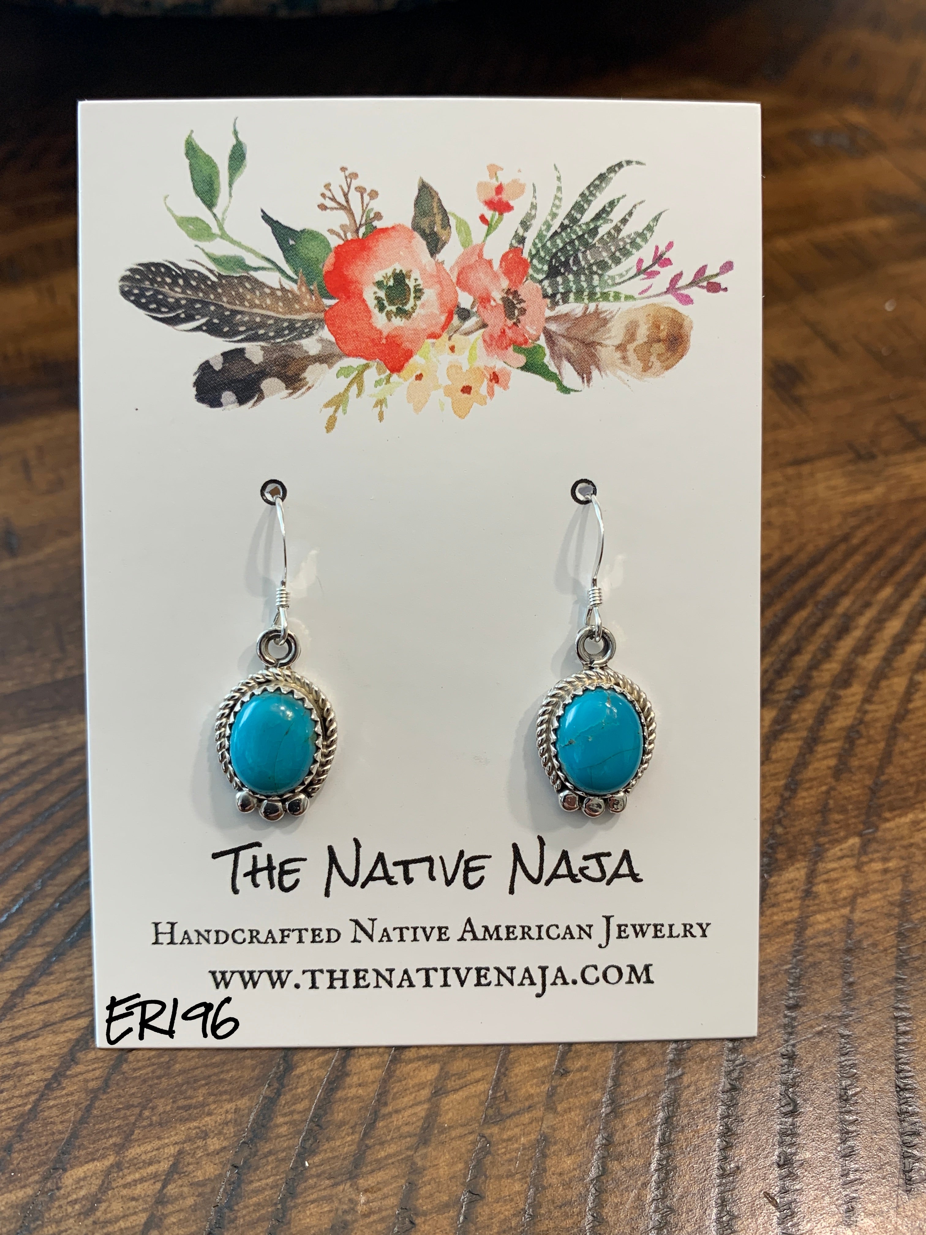 Navajo Sharon McCarthy Sterling Silver & Turquoise French Hook Earrings ER196