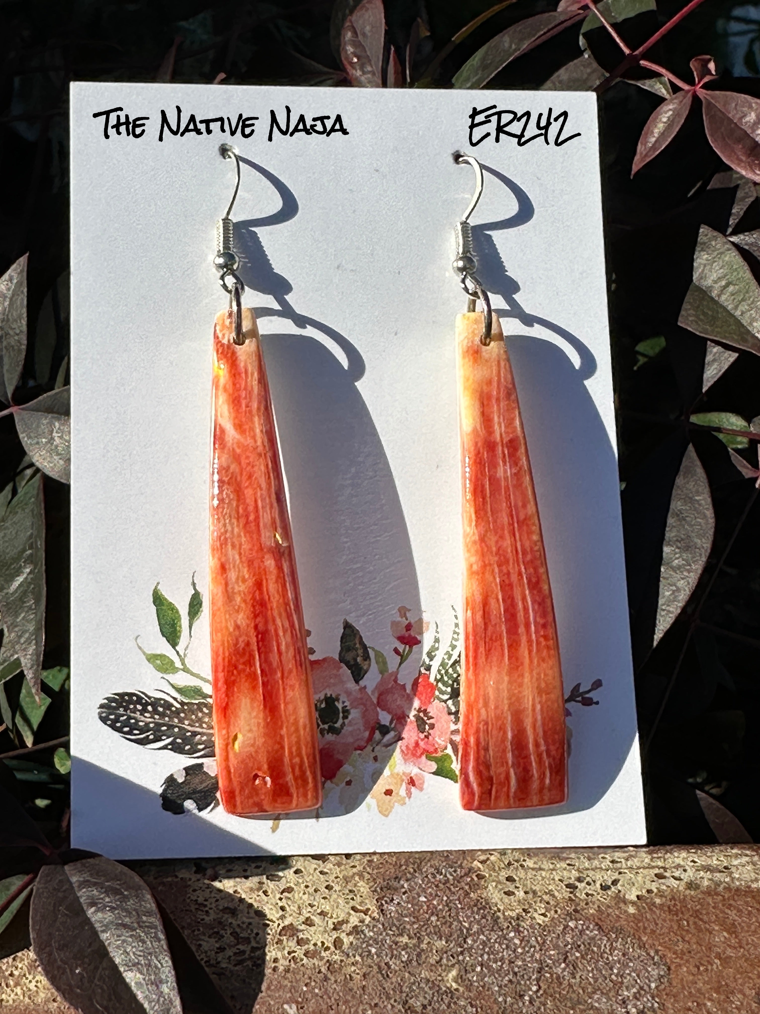 Navajo Jesus Espino Spiny Oyster French Hook Earrings ER242