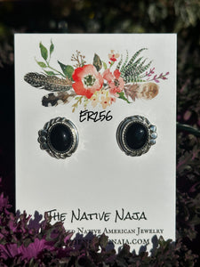 Navajo Delores Cadman Black Onyx & Sterling Silver Post Earrings ER256