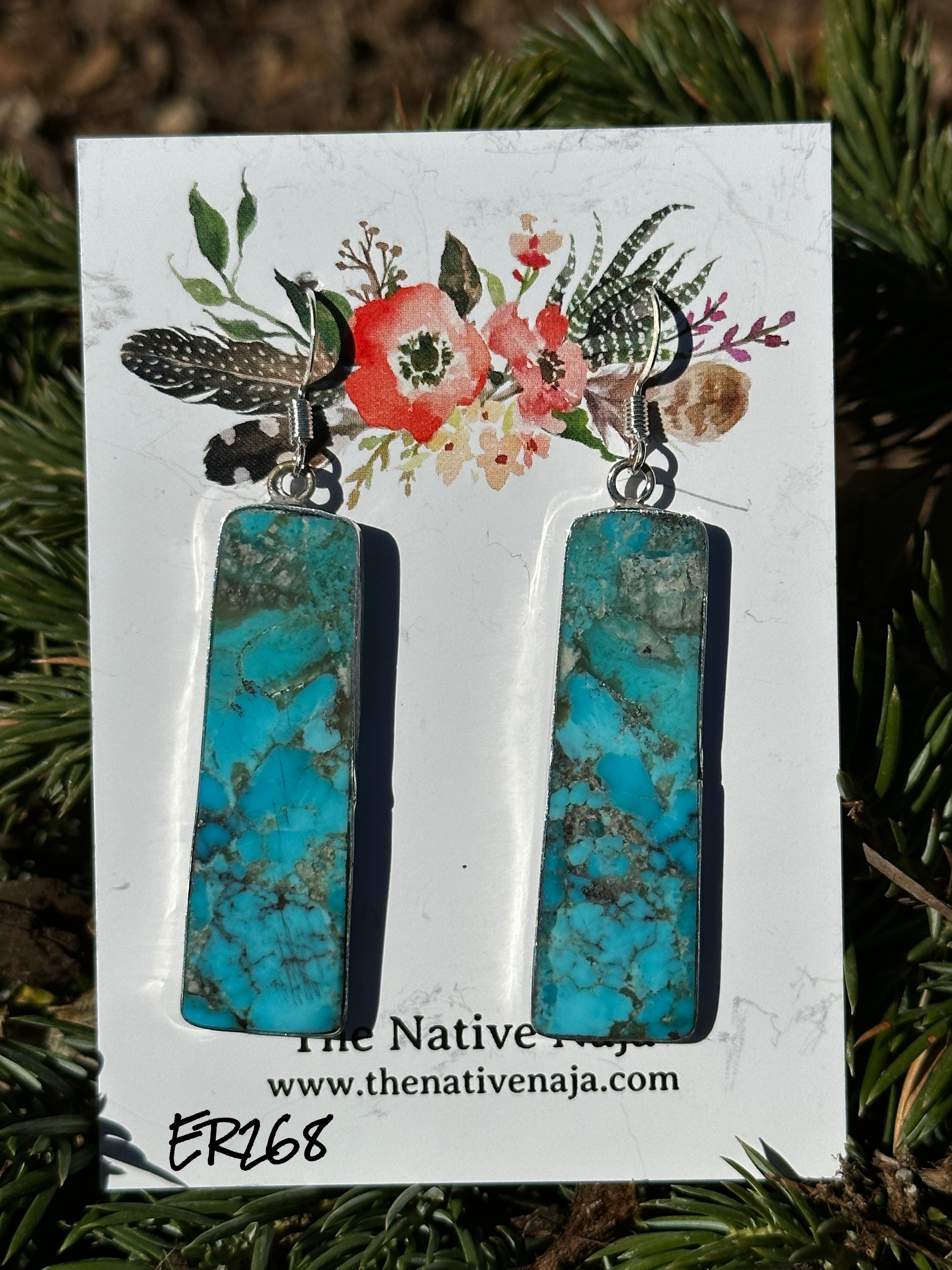 Navajo Veronica Tortalita Sterling Silver Wrapped Composite Turquoise Earrings ER268