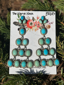 Stunning Statement Navajo Rosella Paxton Carrico Lake Turquoise Chandelier Post Earrings ER283