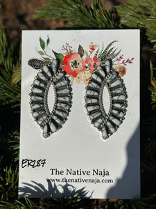 Navajo Tamara Benally Sterling Silver & White Buffalo Petit Point Post Earrings ER287