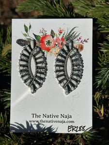 Navajo Tamara Benally Sterling Silver & White Buffalo Petit Point Post Earrings ER288