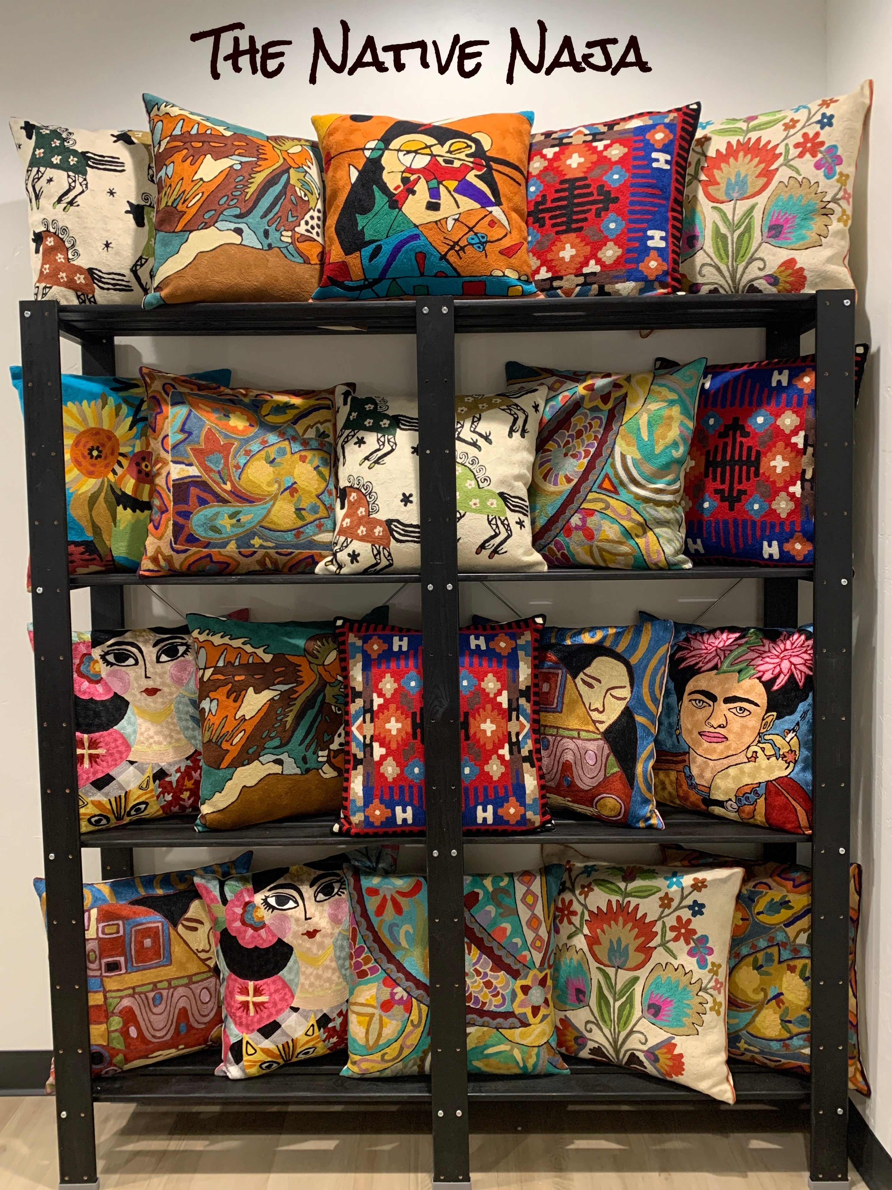Frida Inspired Kashmiri 18"X18" Silk Designer Art Pillow Cover SPC1