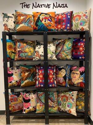 Frida Inspired Kashmiri 18"X18" Silk Designer Art Pillow Cover SPC2