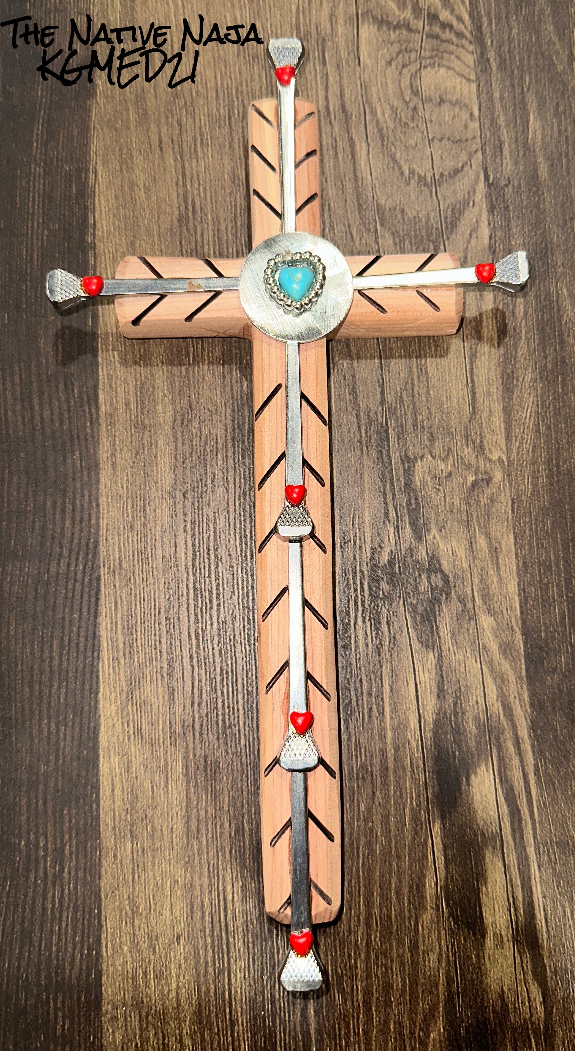 Medium Hanging Cross by NM Native American Artist Kenny Gallegos KGMED21