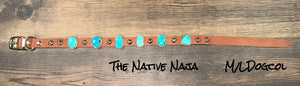 Navajo Daniel Martinez Sterling Silver & Genuine Turquoise Concho Dog Collar Size M/L M/LDOGCOL