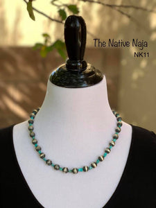 21" Genuine Turquoise & Sterling Silver Navajo Pearls Necklace NK11