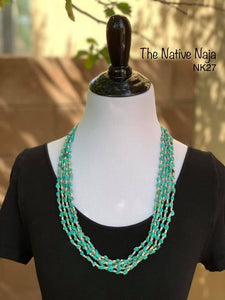 24" Chimney Butte Genuine Kingman Turquoise & Heishi Bead 5 Stand Necklace NK27