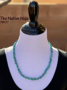 23" Navajo Chimney Butte Genuine Campitos Turquoise & Sterling Silver Necklace NK37