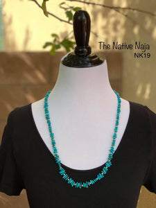 28" Chimney Butte Kingman Turquoise & Sterling Silver Navajo Pearls Necklace NK19
