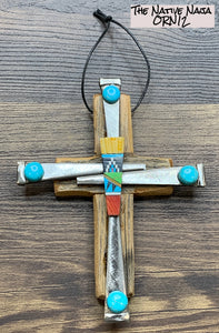 4"X5" Small Hanging Cross Ornament by NM Native American Artist Kenny Gallegos ORN12