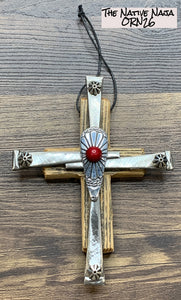4"X5" Small Hanging Cross Ornament by NM Native American Artist Kenny Gallegos ORN26