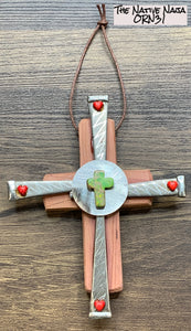 4"X5" Small Hanging Cross Ornament by NM Native American Artist Kenny Gallegos ORN31