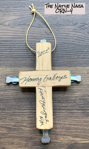 4"X5" Small Hanging Cross Ornament by NM Native American Artist Kenny Gallegos ORN4